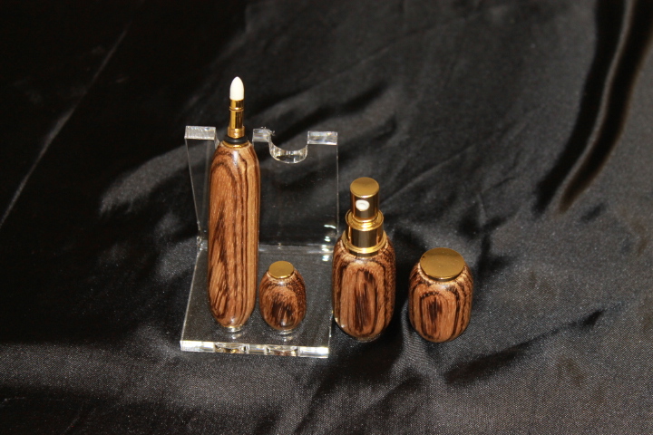 Zebra Wood Personal Perfume Dispenser Set