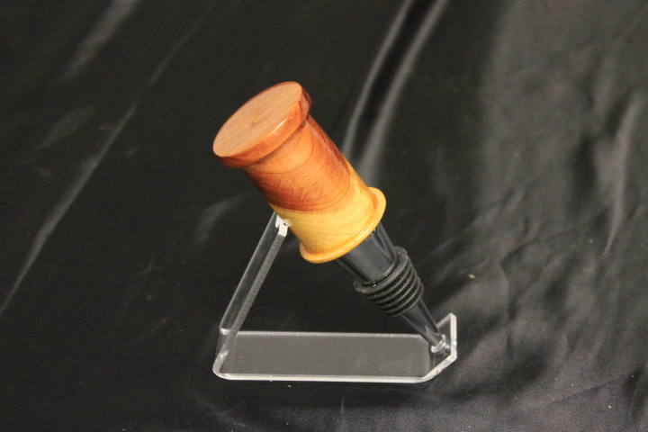 Cedar Wood And Chrome Bottle Stopper With Rubber Sealer