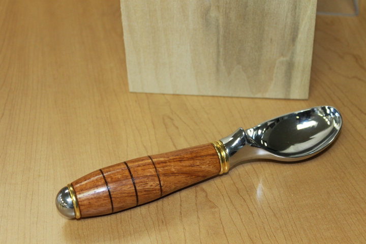 African Rosewood and Chrome Ice Cream Scooper
