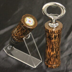 Black Palm Wood, US Coast Guard Bottle Stopper/Opener Set