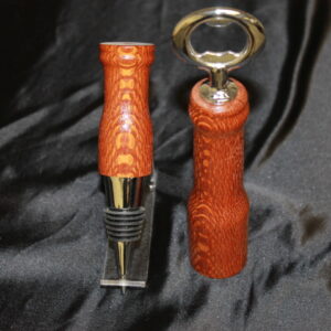 Leopard Wood, Bottle Stopper/Opener Set