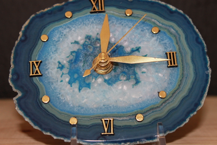 Blue And Teal Agate And Quartz Stone Clock