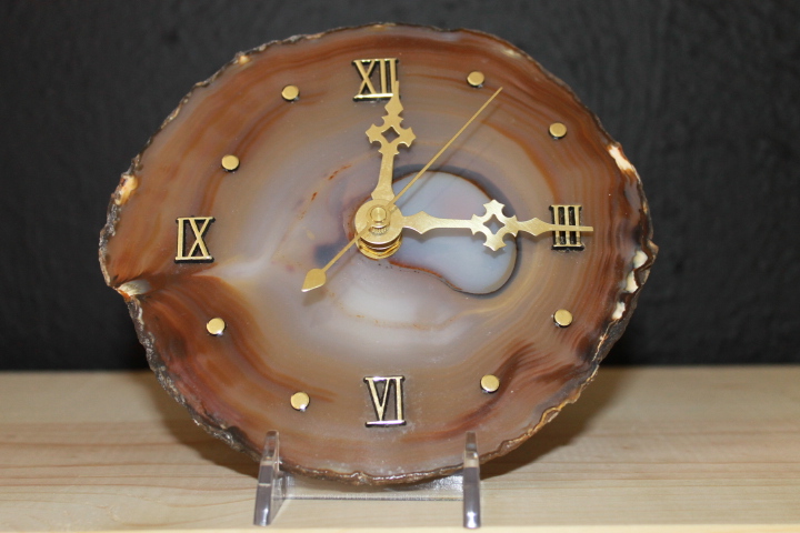 Tan, Brown And Grey Agate And Quartz Stone Clock